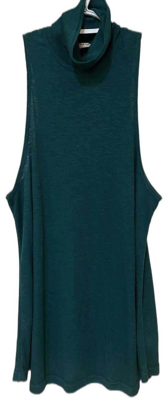 Intimately Free Emerald Green Turtleneck Sleeveless Swing Style Soft Stretchy XS